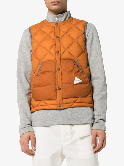 Shop And Wander Orange Diamond Quilted Gilet