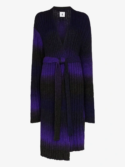 Shop Asai Belted Wool Wrap Dress In Purple