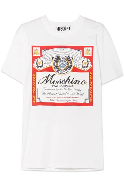 Shop Moschino Budweiser Printed Cotton-jersey T-shirt In Red