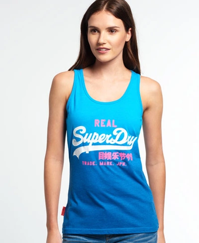 Shop Superdry Vintage Logo Duo Dip Vest Top In Blue