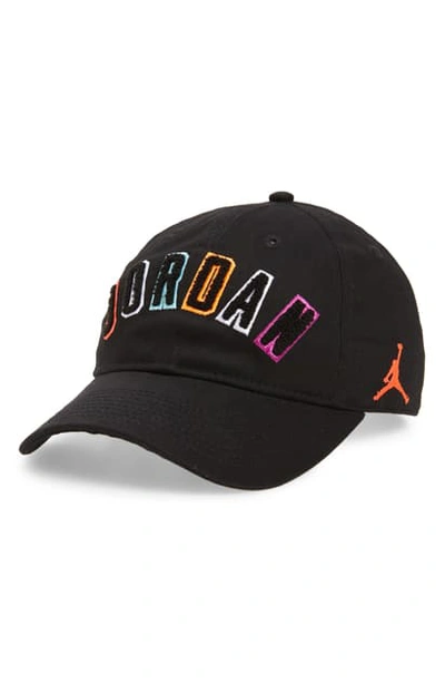 Shop Jordan Chenille Logo Baseball Cap In Black/ Multi