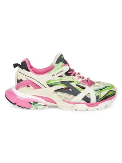 Shop Balenciaga Track 2 Sneakers In White Green Pink