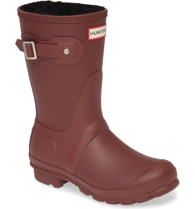 Shop Hunter Original Insulated Short Waterproof Rain Boot In Rumbling Red