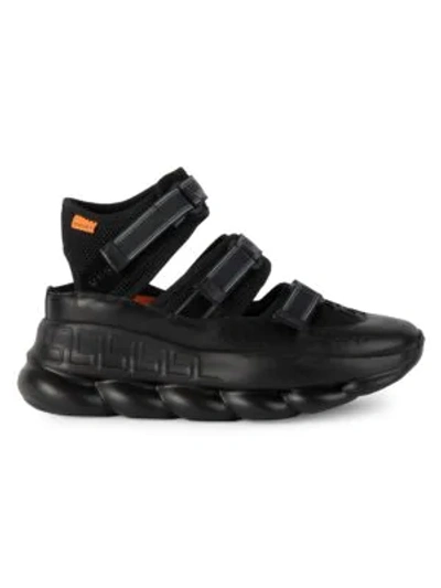 Shop Versace Chain Reaction Sandals In Nero