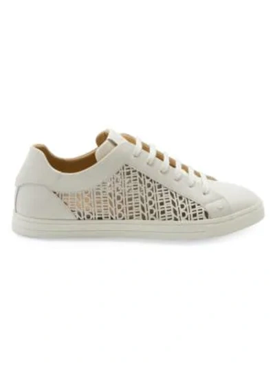 Shop Fendi Vitellow Laser Cut Low-top Sneakers In White