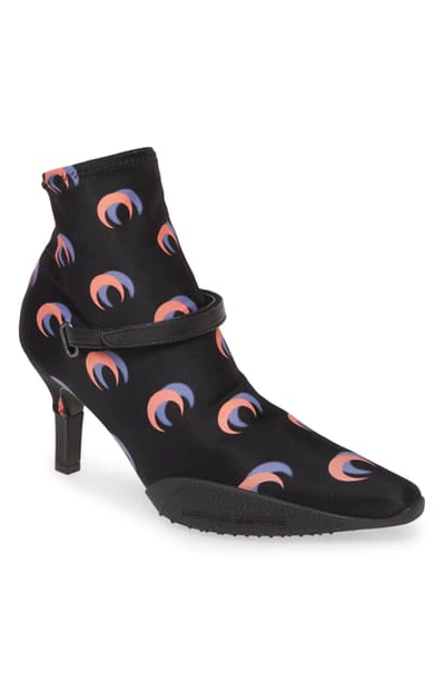 Shop Marine Serre Moon Print Sock Bootie In Moon Shadow Black / Pink