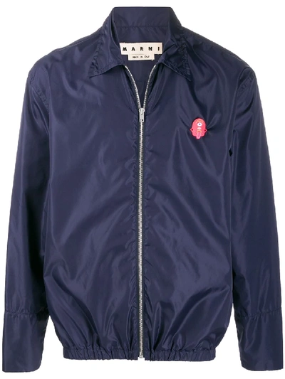 Shop Marni Motif Detail Jacket In Blue