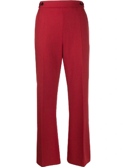 Shop Marni Button Detail Cropped Trousers In Red