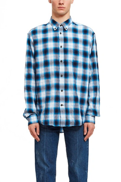 Shop Acne Studios Opening Ceremony Sarkis Shadow Check Shirt In Blue/white