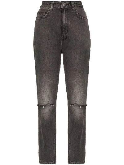 Shop Ksubi Chlo Wasted High-waisted Straight Leg Jeans In Grey
