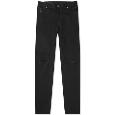 Shop Balmain Distressed Wash Slim Jean In Black