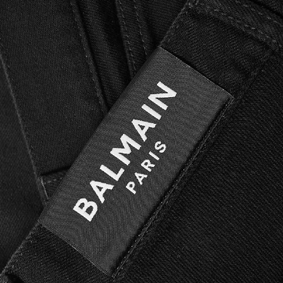 Shop Balmain Distressed Wash Slim Jean In Black