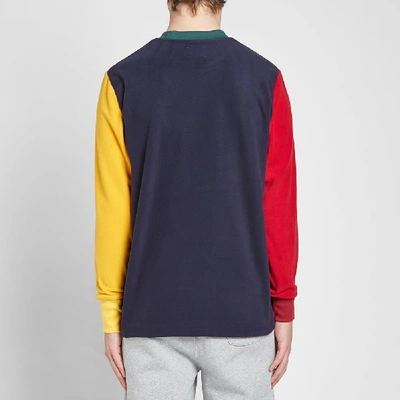 Shop Aimé Leon Dore Long Sleeve Fleece Colourblocked Tee In Blue