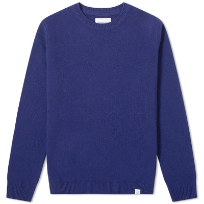 Shop Norse Projects Sigfred Lambswool Crew Knit In Blue