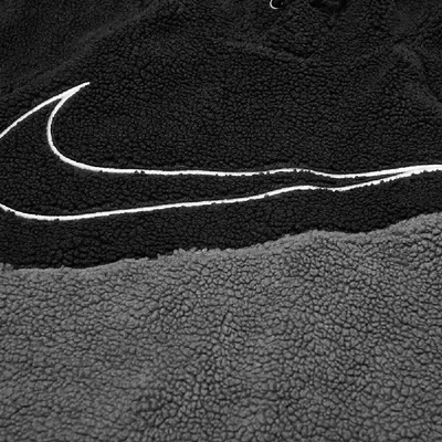 Shop Nike Sherpa Swoosh Popover Hoody In Black