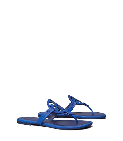 Shop Tory Burch Miller Sandal, Tumbled Leather In Nautical Blue/royal Navy