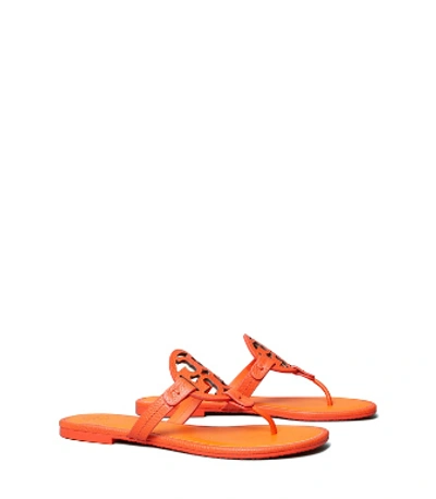 Shop Tory Burch Miller Sandal, Tumbled Leather In Poppy Red/aragosta