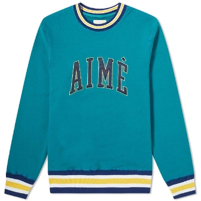 Shop Aimé Leon Dore Collegiate Crew Sweat In Green