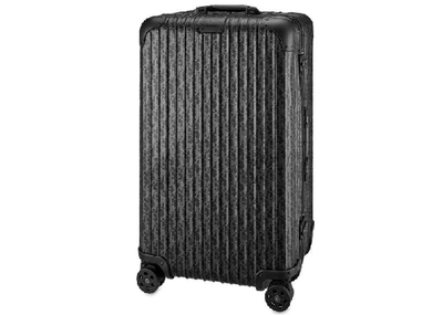 Pre-owned Dior X Rimowa 4-wheel Large Suitcase Aluminium  Oblique Black
