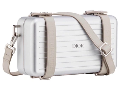 Pre-owned Dior  X Rimowa Personal Clutch On Strap Aluminium Silver