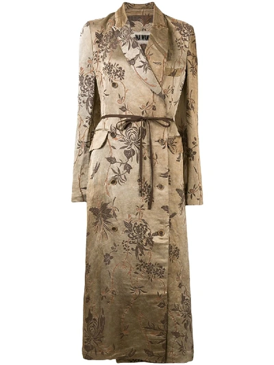 Shop Uma Wang Floral Jacquard Robe Coat In Brown