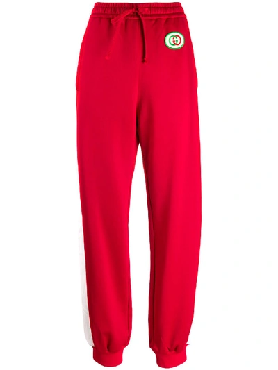 Shop Gucci Stripe Detail Track Pants In Red