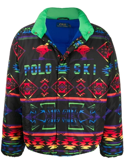 Shop Polo Ralph Lauren Printed Padded Jacket In Black