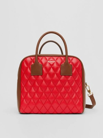 Shop Burberry Medium Quilted Lambsk In Bright Red