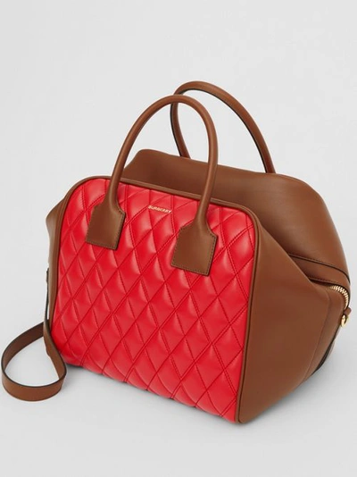 Shop Burberry Medium Quilted Lambsk In Bright Red
