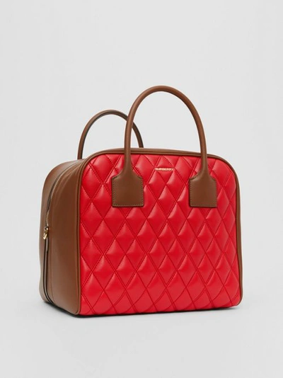 Shop Burberry Medium Quilted Lambsk In Bright Red