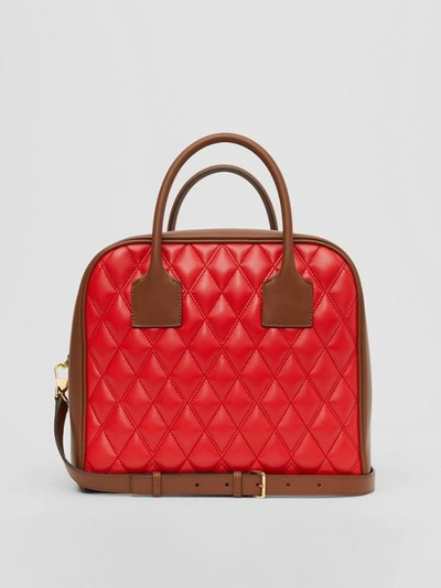 Shop Burberry Medium Quilted Lambsk In Bright Red