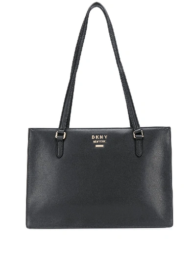 Shop Dkny Large Logo Tote Bag In Black