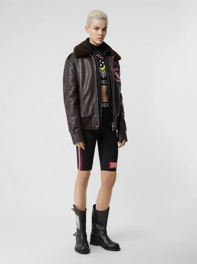 Shop Burberry Logo Graphic Stretch Jersey Cycling Shorts In Black