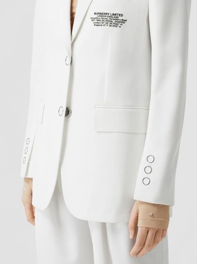 Shop Burberry Location Print Wool Blend Tailored Jacket In Optic White