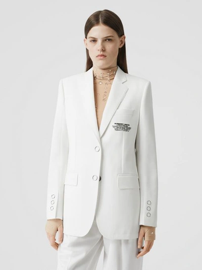 Shop Burberry Location Print Wool Blend Tailored Jacket In Optic White