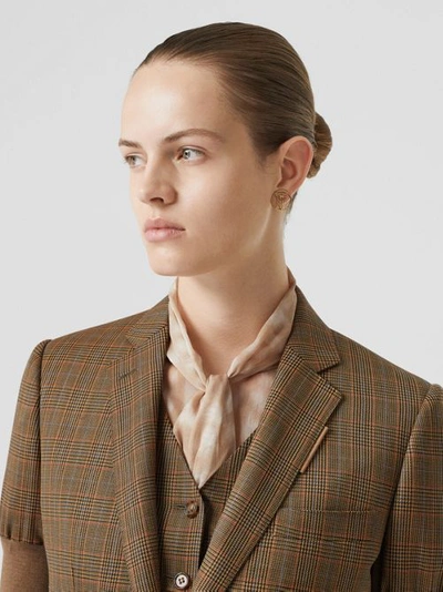 Shop Burberry Knitted Sleeve Houndstooth Check Wool Tailored Jacket In Fawn