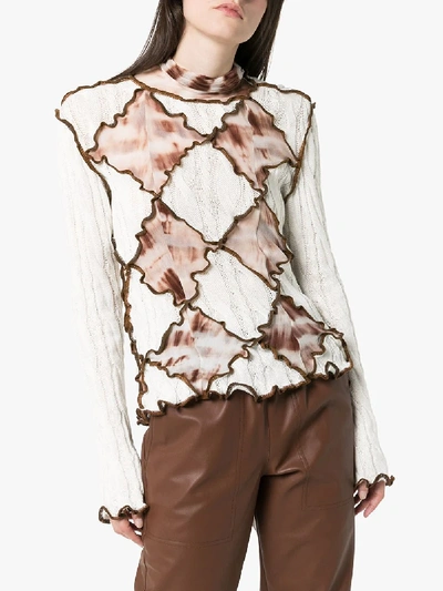 Shop Asai Tie-dye Diamond Turtleneck Top In Neutrals