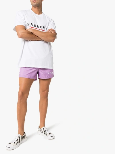 Shop Givenchy Logo Drawstring Swim Shorts In Purple