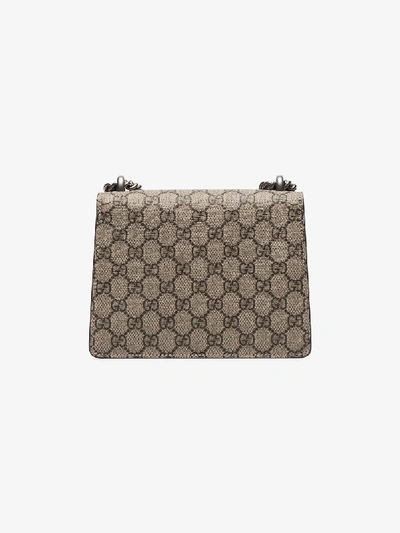 Shop Gucci Neutral Dionysus Gg Supreme Mini Leather Shoulder Bag In Neutrals