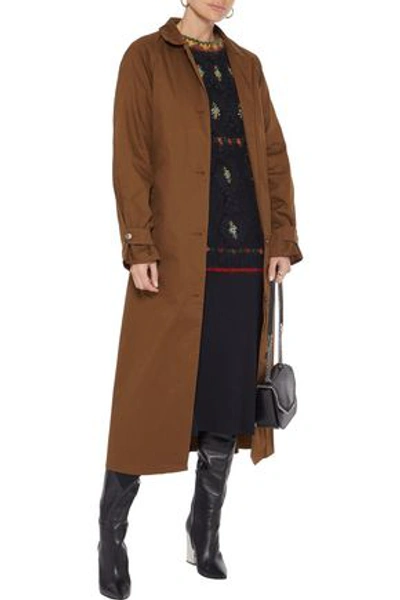 Shop Mes Demoiselles Grant Cotton-gabardine Trench Coat In Brown