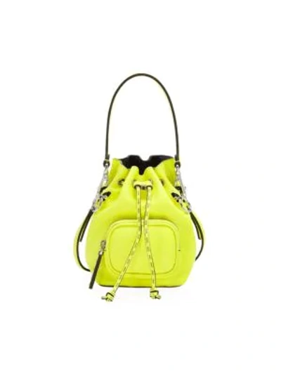 Shop Fendi Women's Mini Mon Tresor Leather Bucket Bag In Yellow