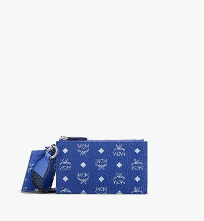 Shop Mcm Multifunction Pouch In Visetos In Blue | Surf The Web