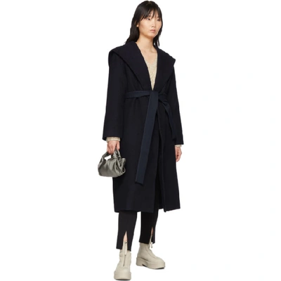 Shop The Row Navy Riona Hooded Coat In Nvy Navy