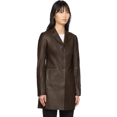 Shop The Row Brown Leather Nedifa Coat