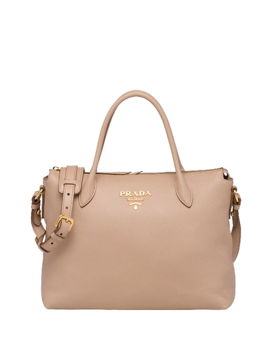 Shop Prada Daino Zip-top Tote Bag In Blush