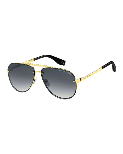 Shop Marc Jacobs Gradient Aviator Sunglasses In Gold/gray