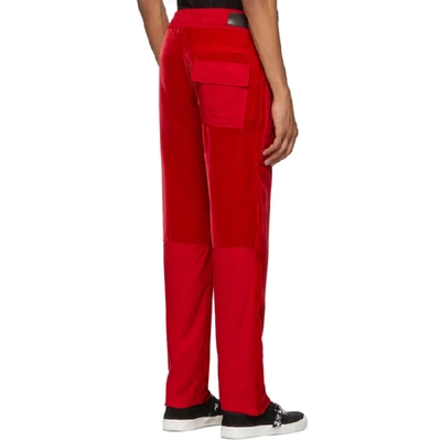 Shop Amiri Red Velvet Commando Patch Lounge Pants