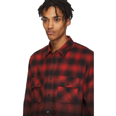 Shop Amiri Red And Black Flannel Dip-dye Shirt In Rdb