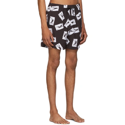 Shop Amiri Black Card Trunk Swim Shorts In Blk