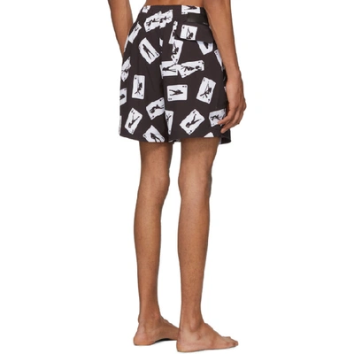 Shop Amiri Black Card Trunk Swim Shorts In Blk